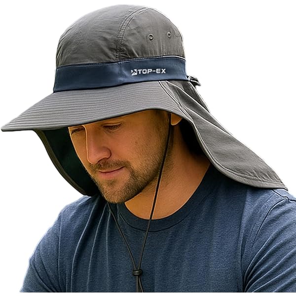 Summer Sun Hats Shade Men Big Head Wide Brim Neck Flap Safari